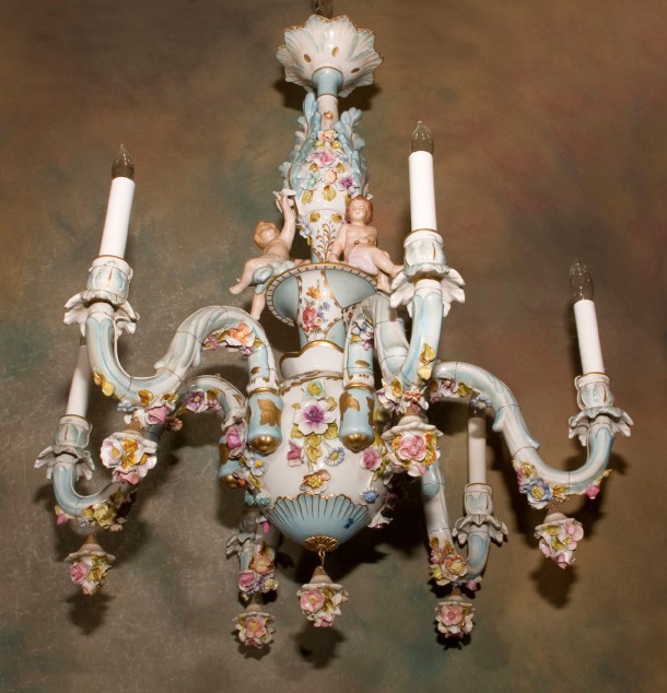 Italian Capo di Monte Porcelain Chandelier