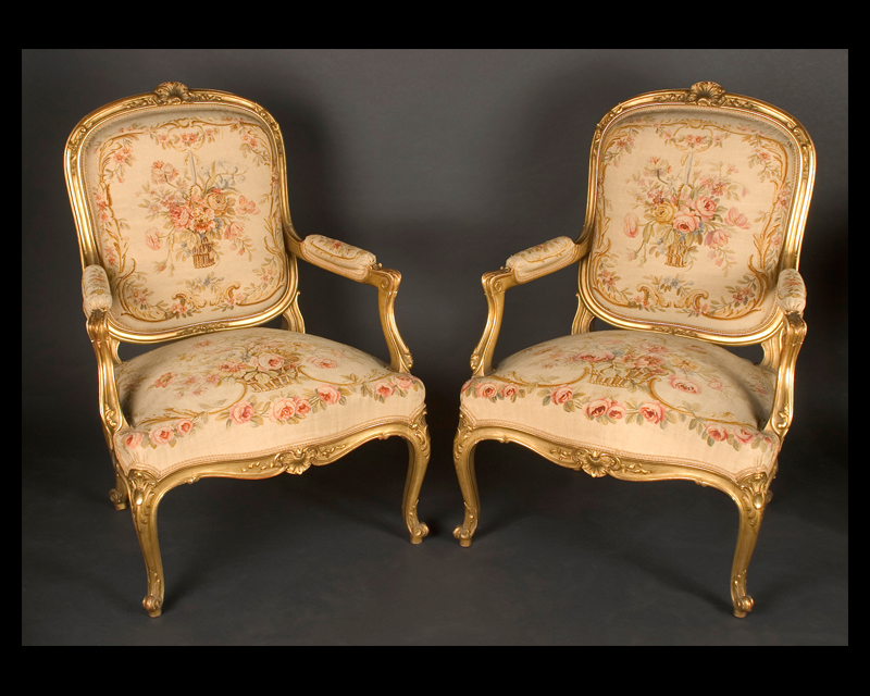 Louis XV Style Gold Gilt Parlor Chair Armchair 