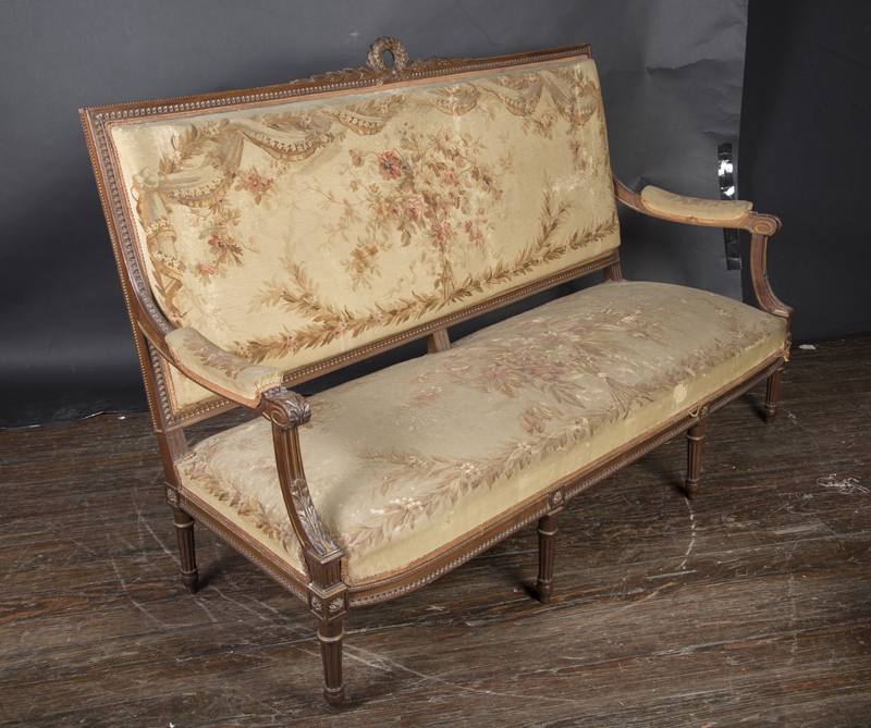 Louis XVI Style Gilded Salon Chair with Upholstered Seat, France