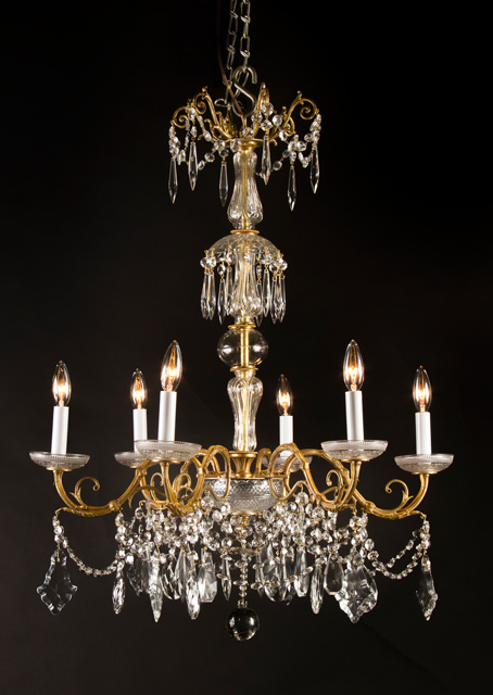 French 19th Century Louis XVI Bronze and Crystal Chandelier, stamped  Baccarat